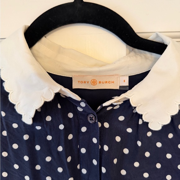 Tory Burch Silk Navy Polka Dot Dress - Picture 2 of 7